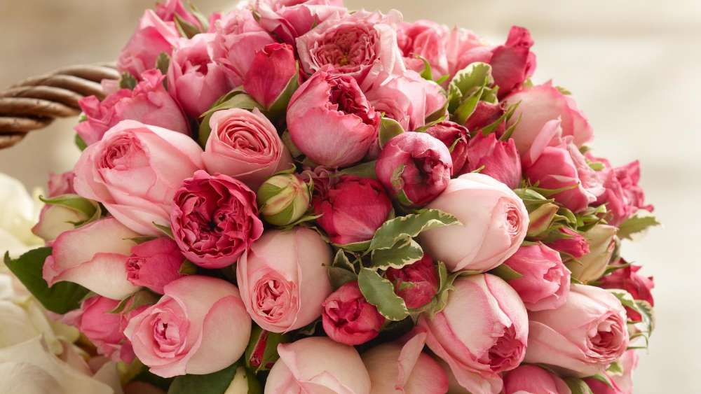 Blushing Pink Rose Wedding Bouquet wallpaper