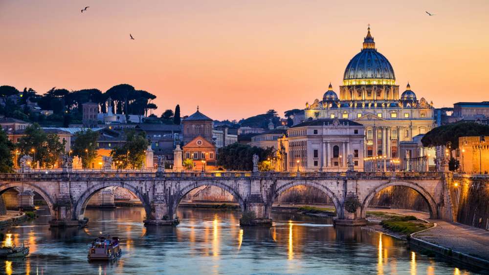 Golden Sunset Over Vatican City wallpaper