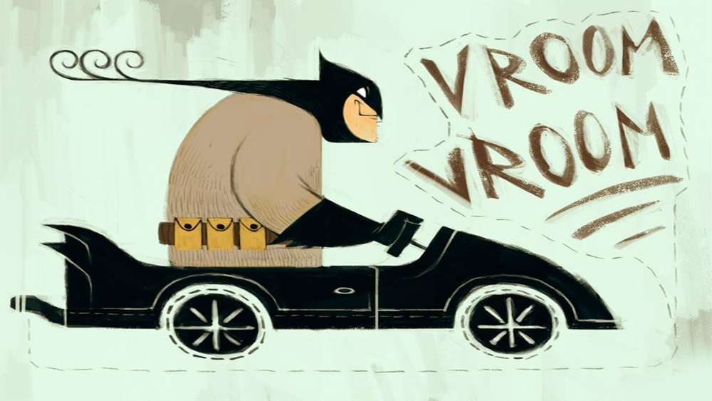 Batman's Comical Joyride Adventure wallpaper