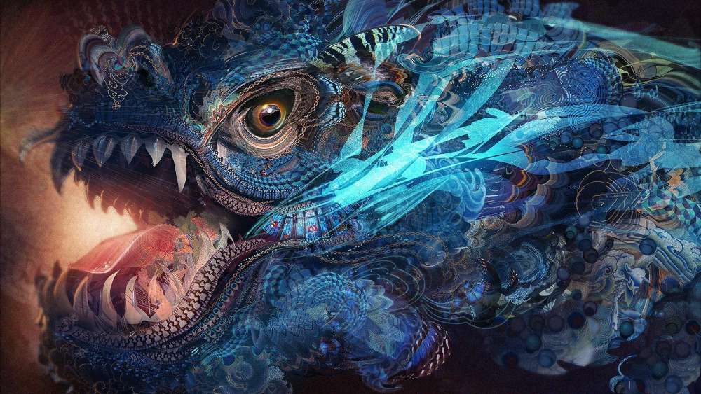 Epic Dragon Encounter in Abstract Art wallpaper