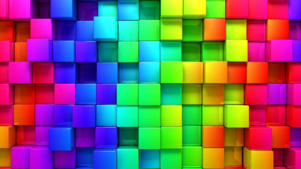 Vibrant Spectrum of 3D Cubes wallpaper