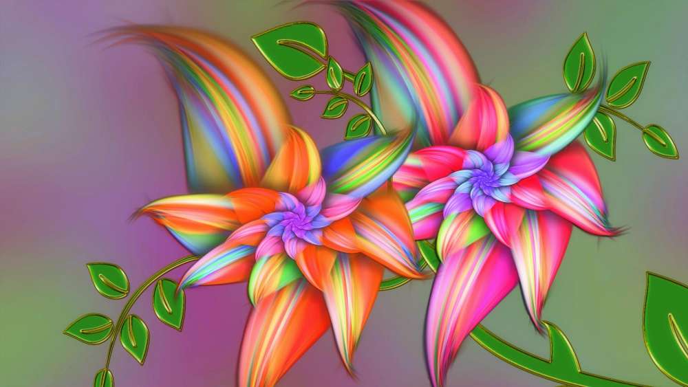 Vibrant Rainbow Blossoms wallpaper