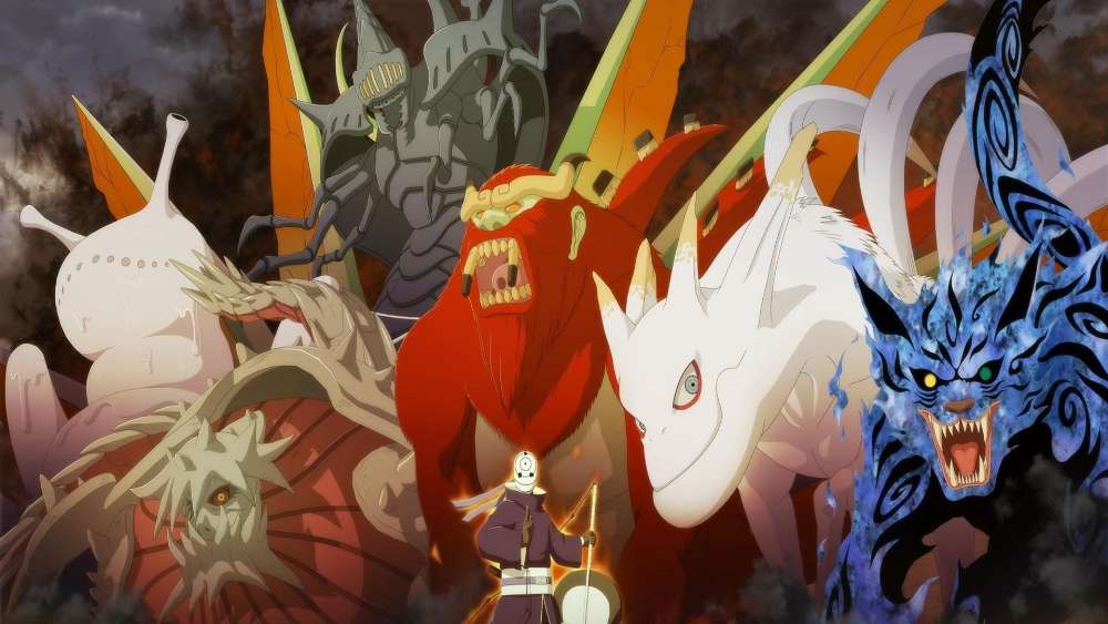 Might of the Tailed Beasts and Obito Uchiha wallpaper