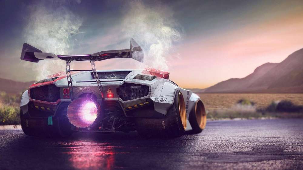 Lamborghini Unleashes Fury with Jet Engine Power wallpaper