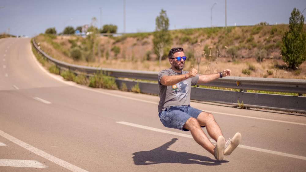 Floating Man on a Road wallpaper