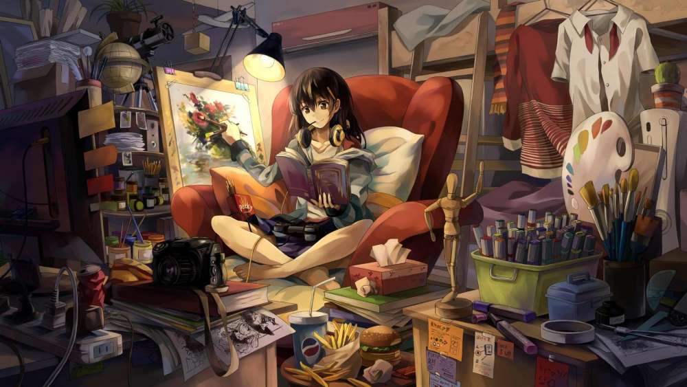 Creative Haven of an Artist Anime Girl wallpaper