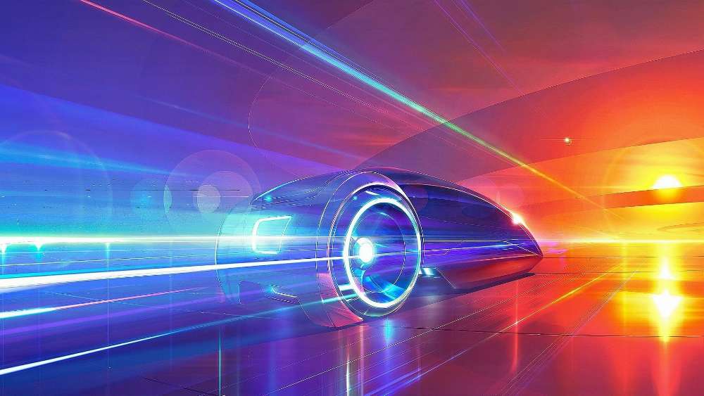 Futuristic Speed - Neon Blaze through Time wallpaper