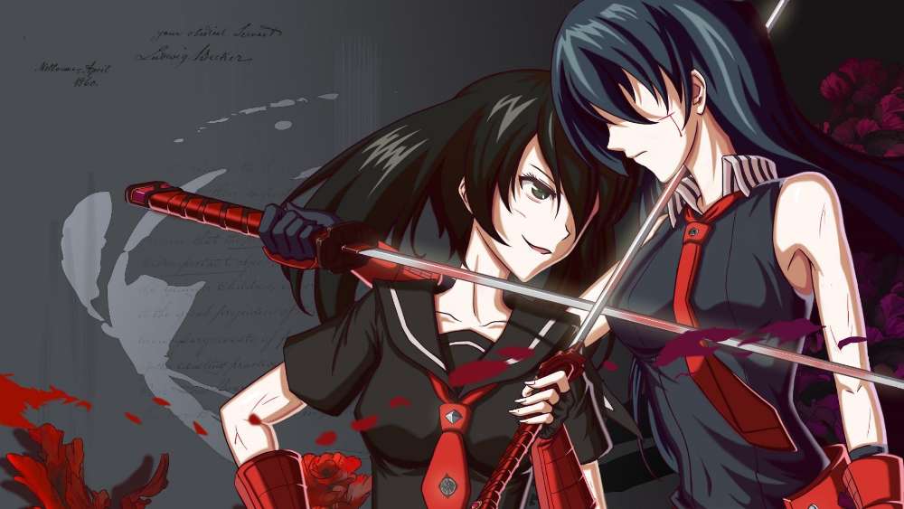 Intense Anime Duel Under Blood-Red Eclipse wallpaper