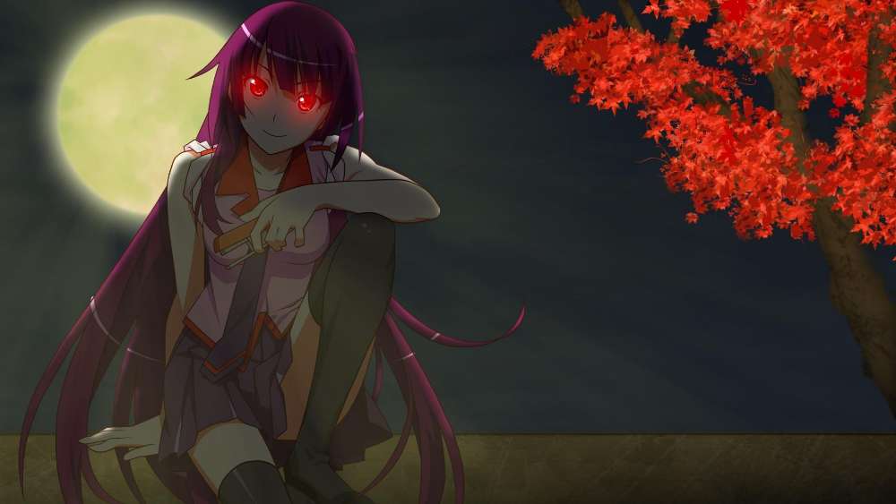 Mysterious Twilight Encounter with Anime Character wallpaper