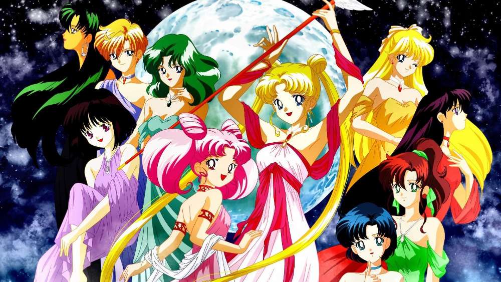 Sailor Guardians Unite Under Moonlight wallpaper