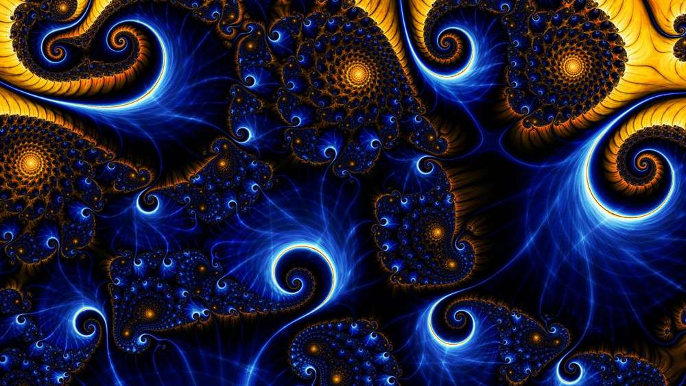 Abstract Swirls of Blue and Gold wallpaper