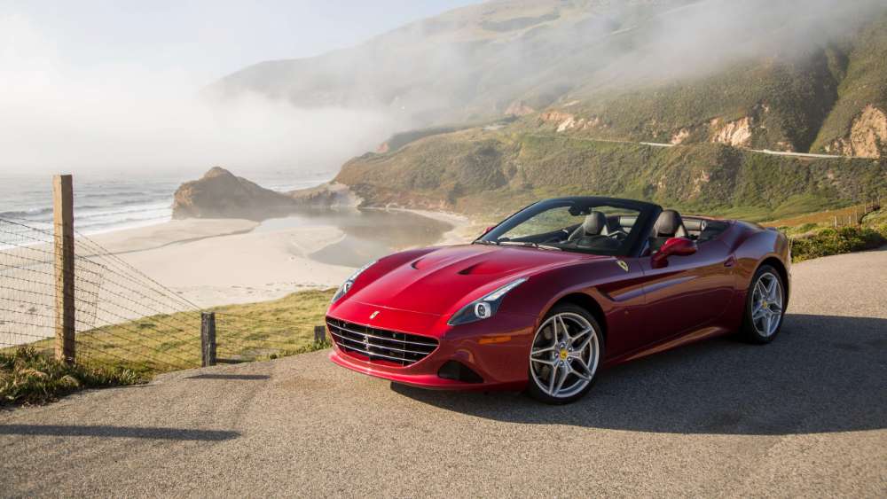 Ferrari Dreams by the Misty Seaside wallpaper