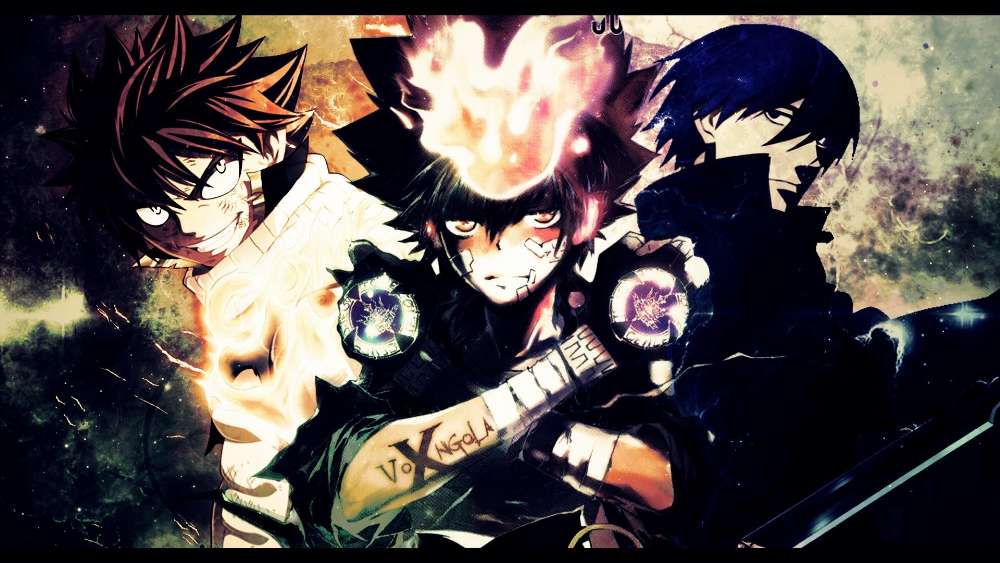 Intense Anime Trio In Battle Stance wallpaper