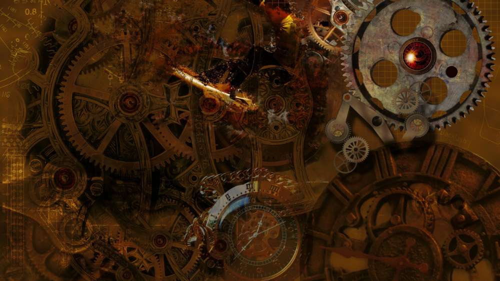 Intricate Steampunk Gears Abstract wallpaper