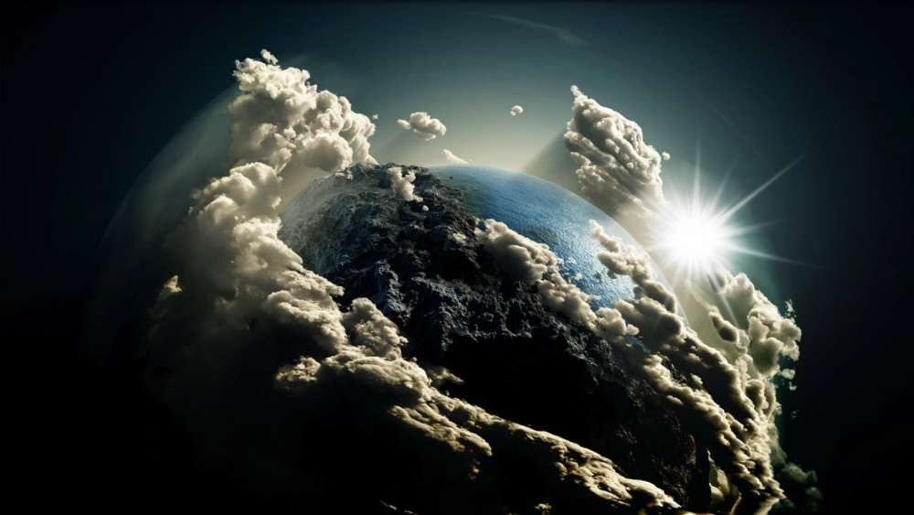 Dramatic Earth View with Sunburst wallpaper