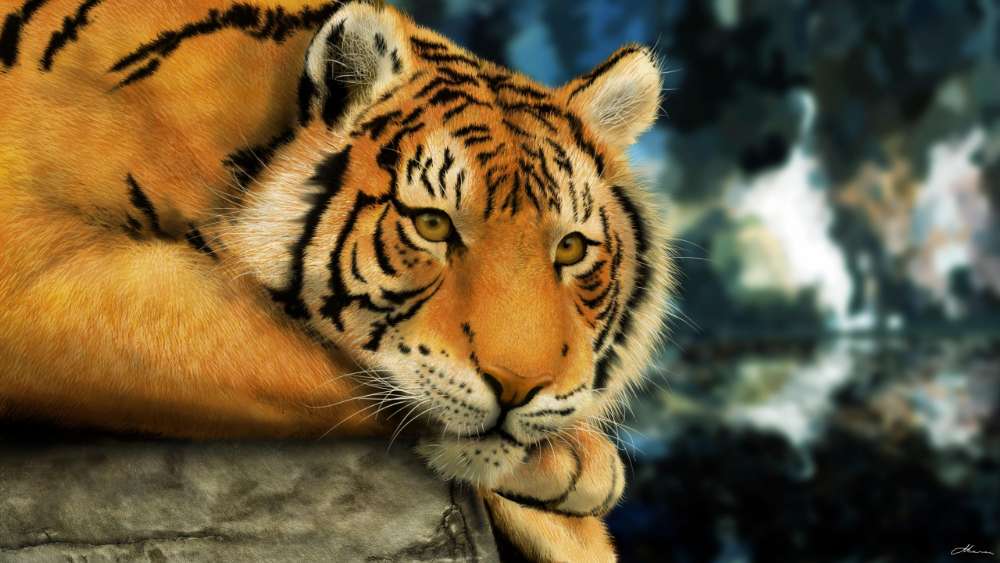 Majestic Tiger Gaze in Nature wallpaper