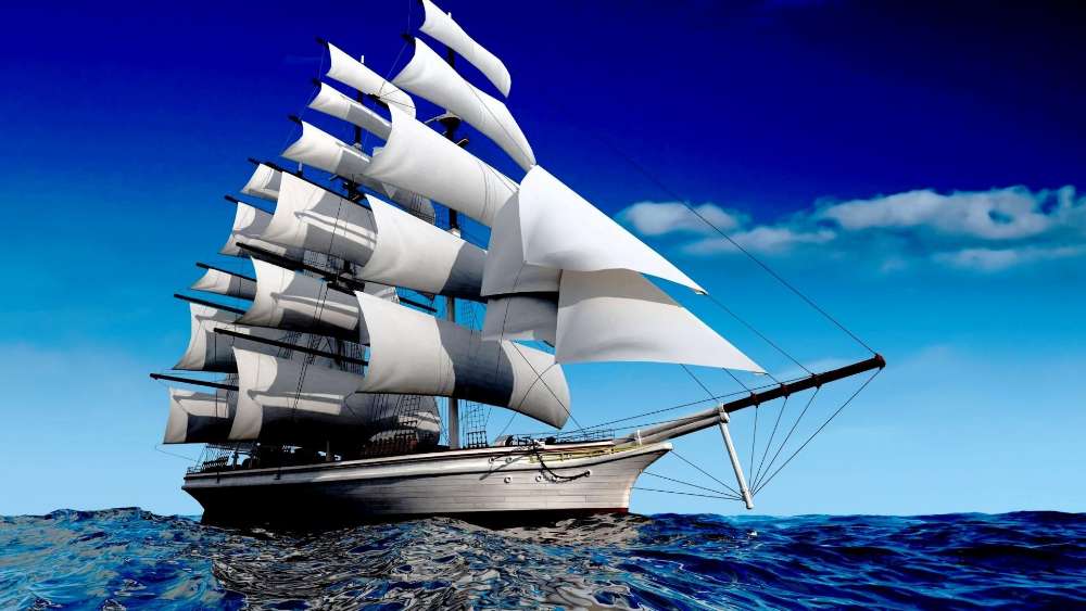 Majestic Sailing Ship on the Open Sea wallpaper