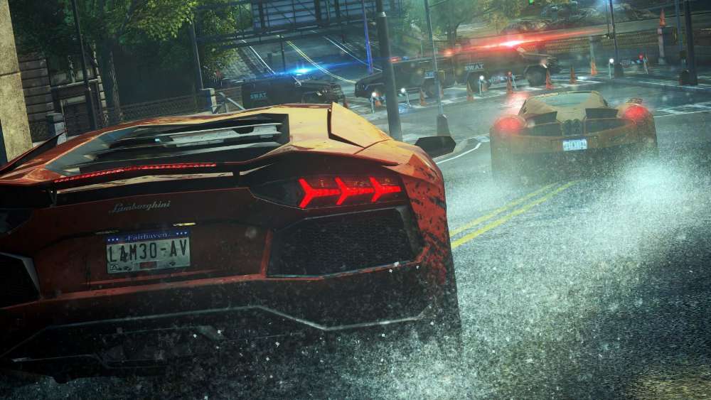 High-Speed Chase in the Rain wallpaper