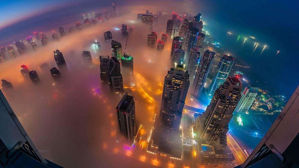 Dubai in the mist wallpaper