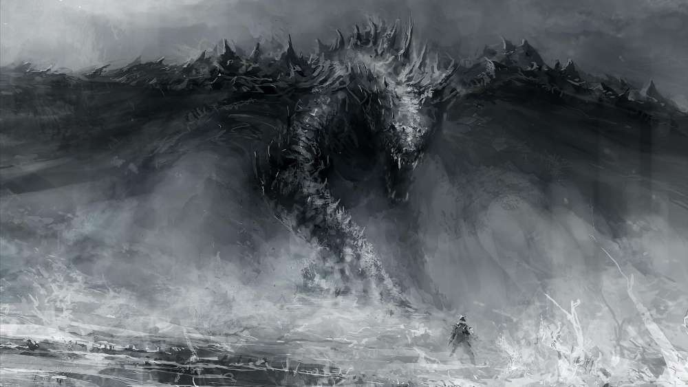 Mighty Dragon Emerges from the Mist wallpaper