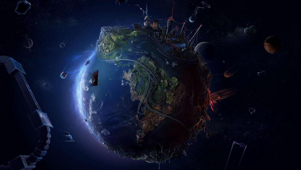 Mystical Planet Amidst the Cosmic Wonders wallpaper