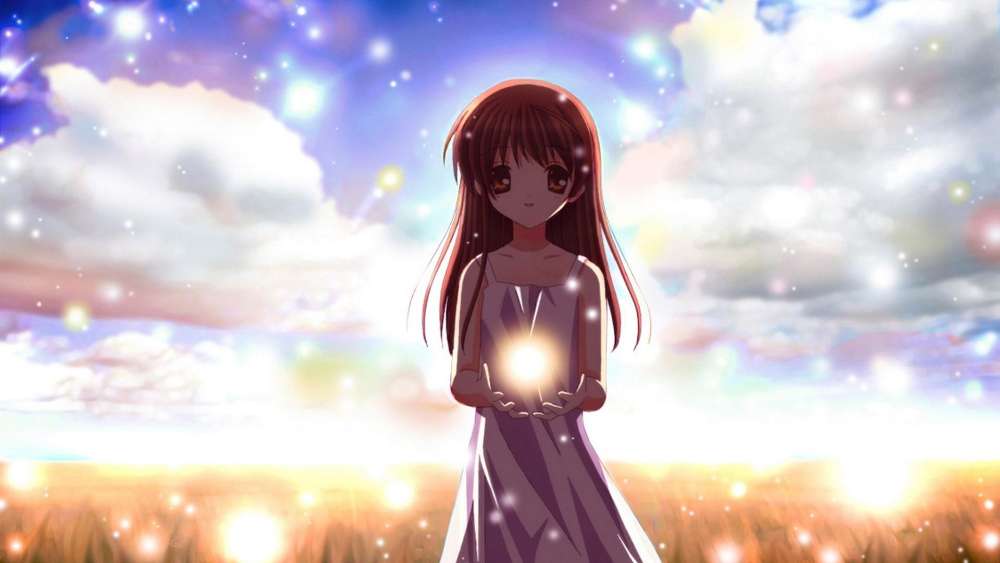 Anime Girl Holding Light of Hope wallpaper