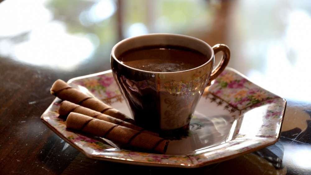 Persian Coffee Elegance with Chocolate Wafers wallpaper