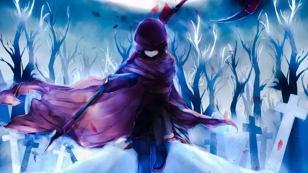 Mystical Winter Warrior in Anime Style wallpaper