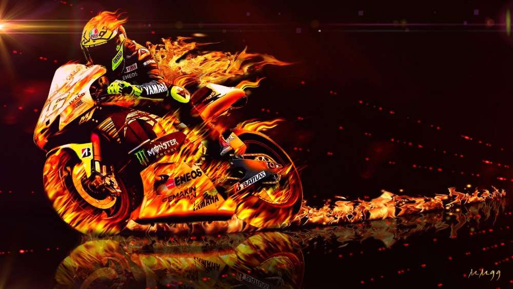 Valentino Rossi Ignites the Track with Fury wallpaper