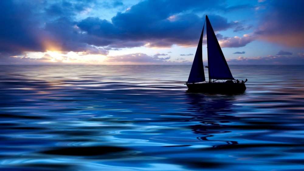 Sailing into Serenity Under a Colorful Sky wallpaper