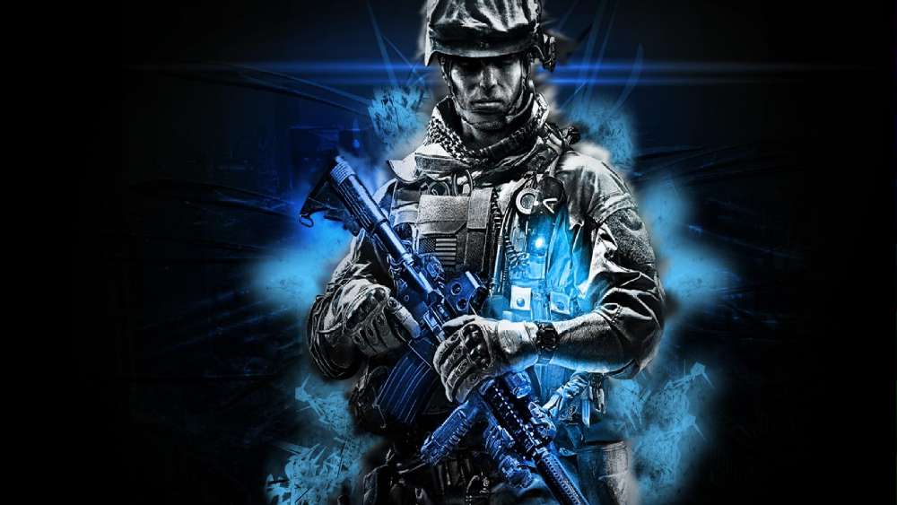 Elite Soldier in a Blue Digital Frontier wallpaper
