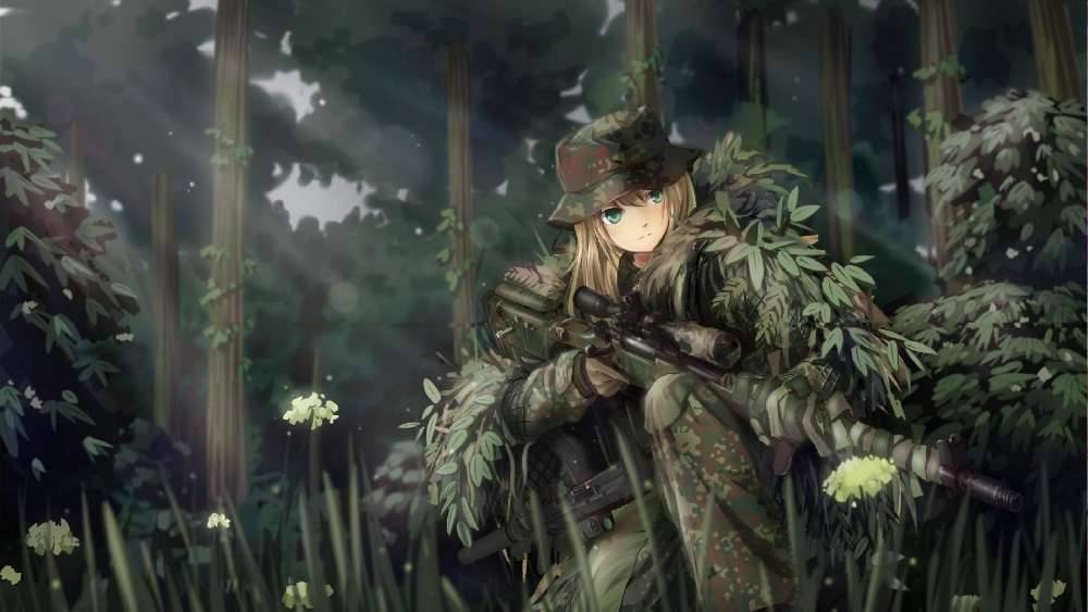 Anime Sniper in Camouflage wallpaper