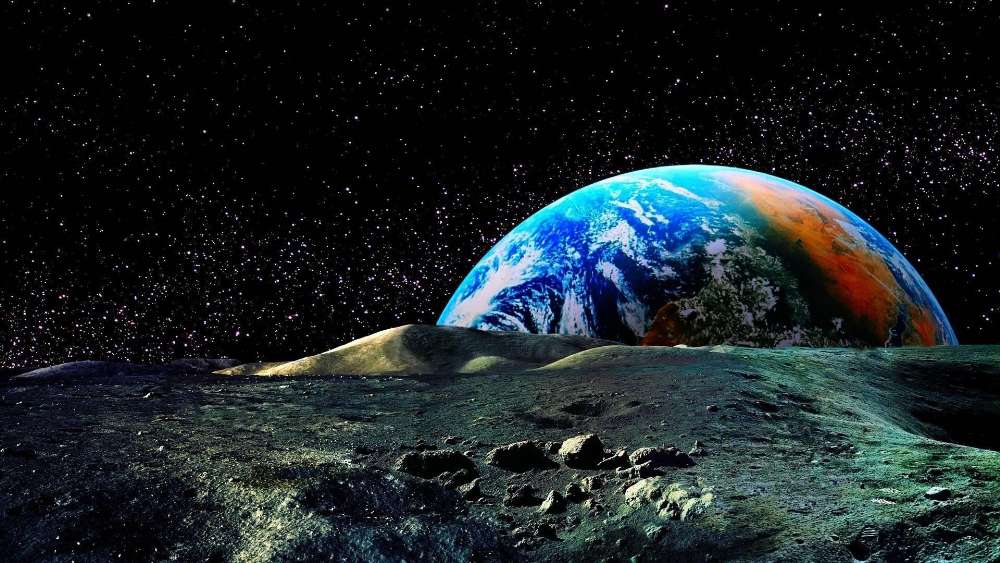 Glimpse of Earth from the Lunar Surface wallpaper