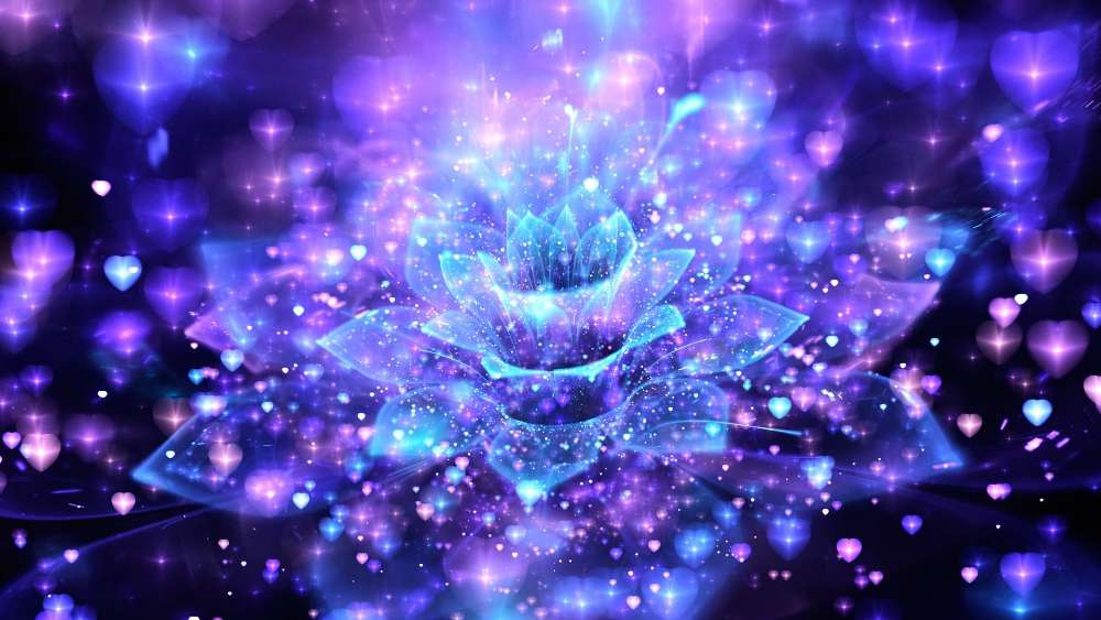 Ethereal Blue Lotus in Cosmic Bloom wallpaper