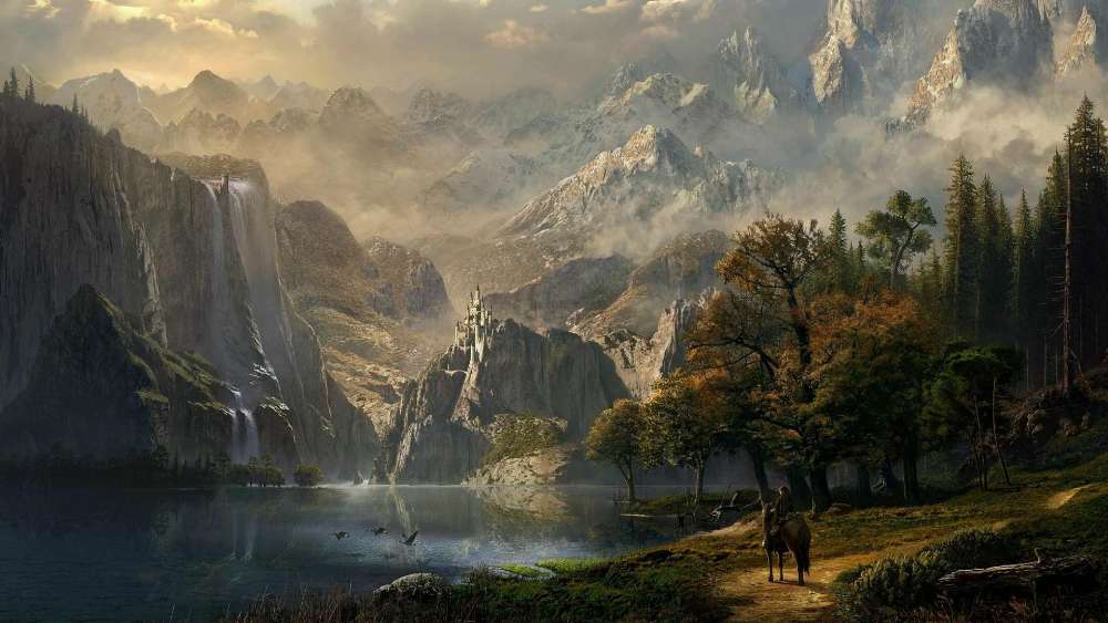 Mystical Mountain Retreat Amidst Nature's Splendor wallpaper