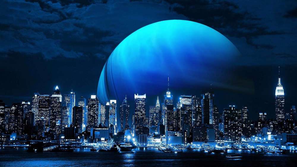 Blue Moon Over Metropolis wallpaper