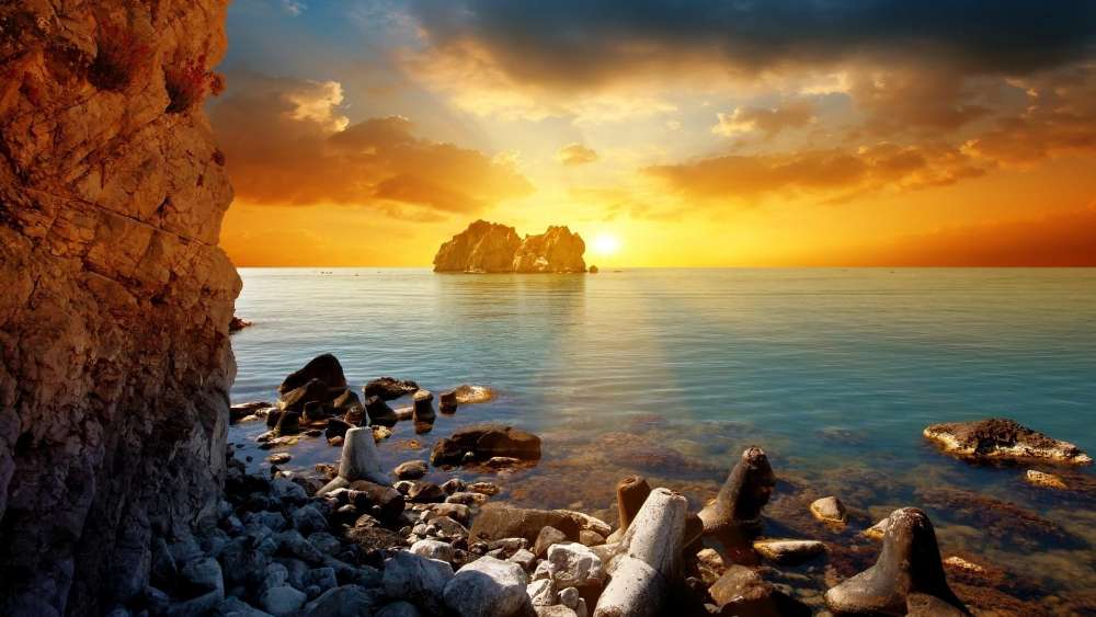 Serene Sunset Over Tranquil Waters wallpaper
