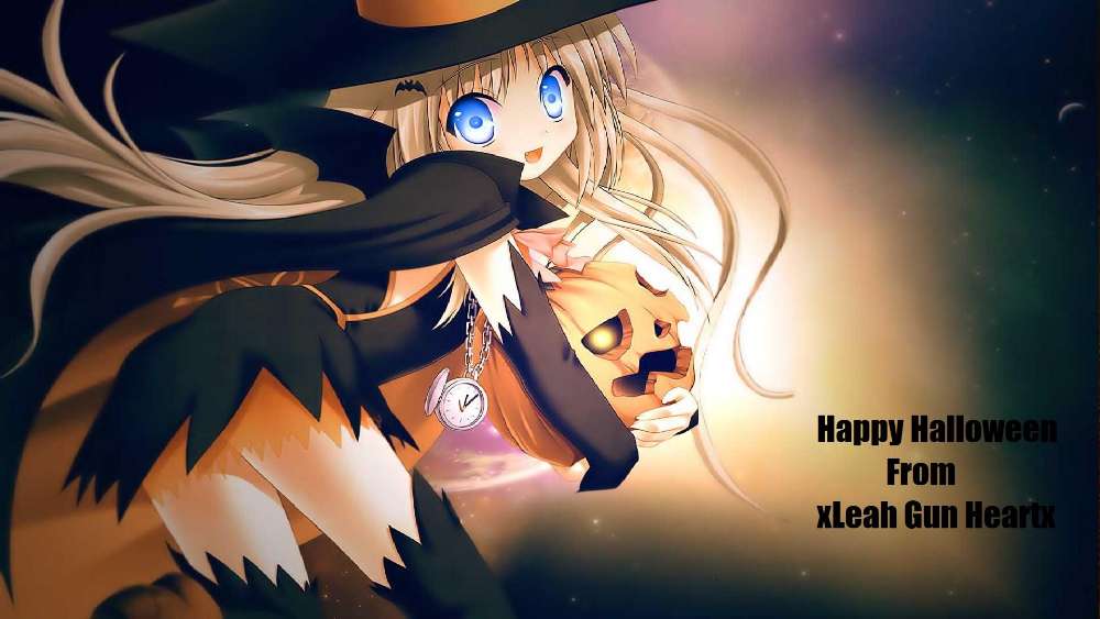 Enchanted Halloween Night with Anime Witch wallpaper