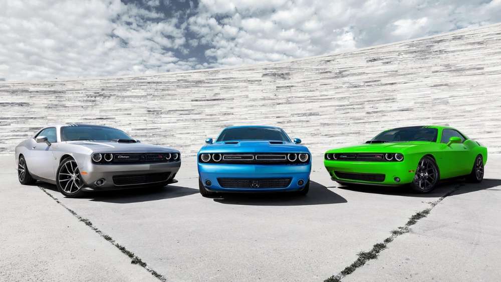 Mighty Trio of Dodge Challengers wallpaper
