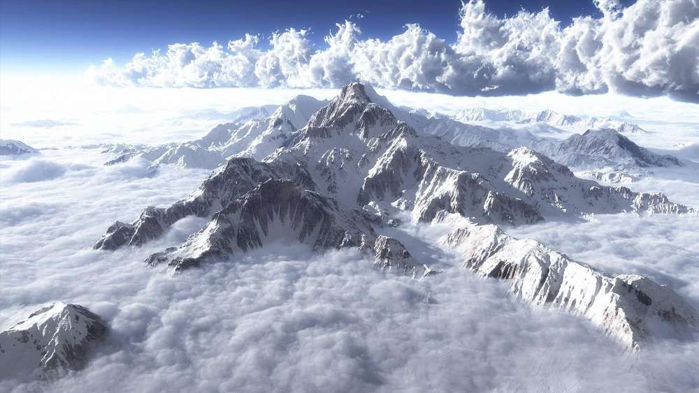 Majestic Mountain Peaks Above Clouds wallpaper