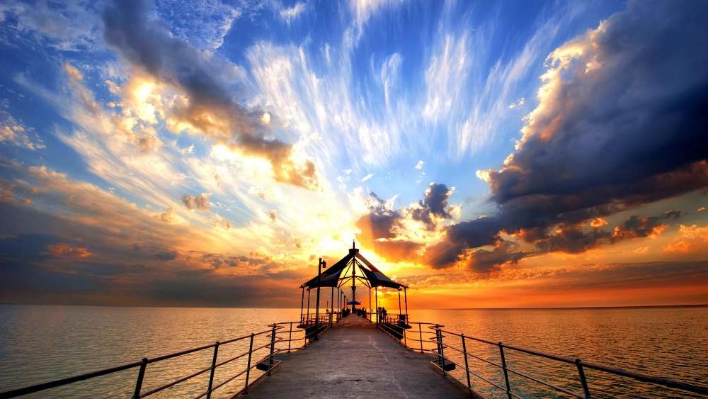 Blissful Sunset at the Pier wallpaper