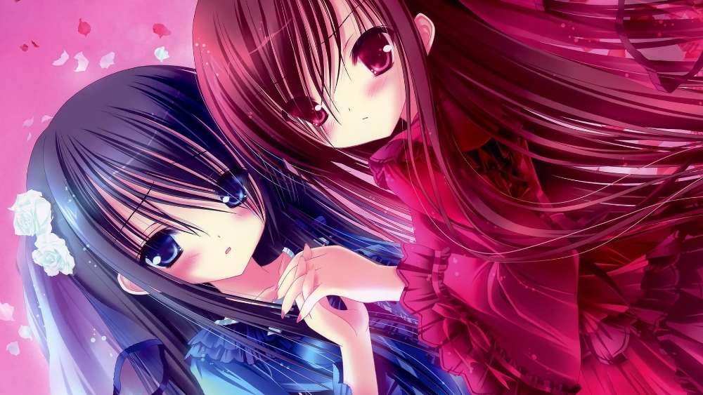 Enchanted Plum Blossom Anime Duo wallpaper