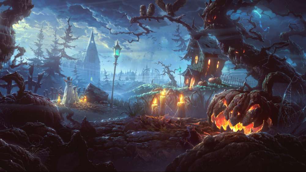 Spooky Halloween Night Ambience wallpaper