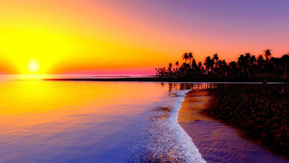 Tropical Sunset Serenity wallpaper