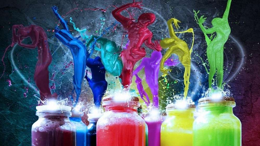 Human figures  color splash wallpaper