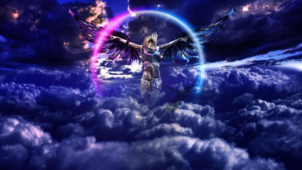 Celestial Guardian in the Twilight Skies wallpaper