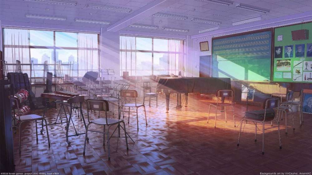 Sunlit Anime Classroom Serenity wallpaper