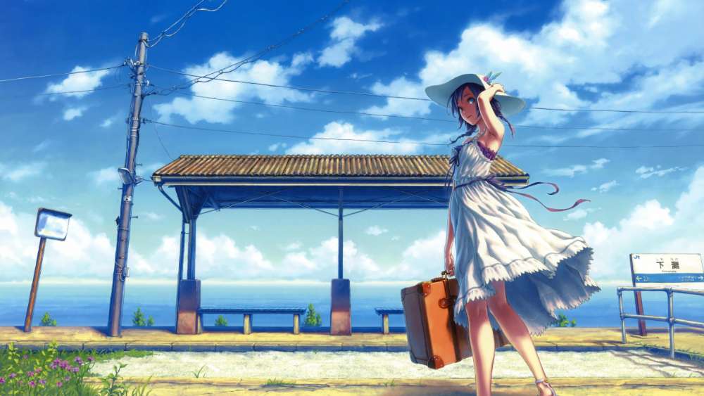 Seaside Journey with a Breezy Anime Spirit wallpaper