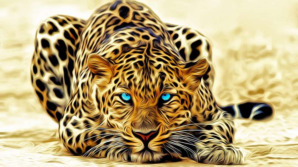 Majestic Feline with Hypnotic Blue Eyes wallpaper
