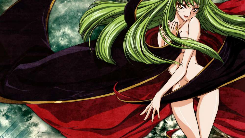 Ethereal C.C. from Code Geass in Green and Red wallpaper